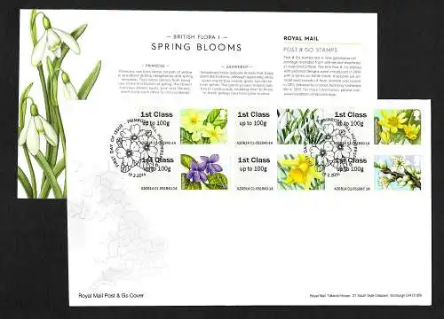 GB: Spring Blooms, Frühlingsblumen, FDC mit Einlageblatt