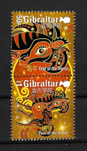 Gibraltar: 2014 Jahr des Pferdes, Year of the Horse, postfrisch