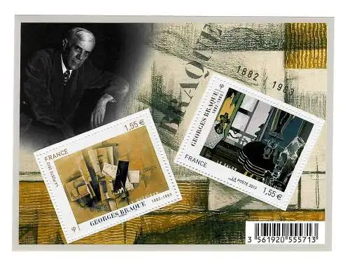 France: Georges Braque, 50e anniversaire de la mort, bloc frais, #5678-5679