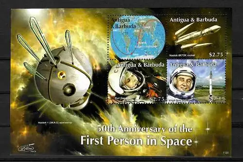 Antigua & Barbuda: 50e Anniversary of the First Person in Space, **