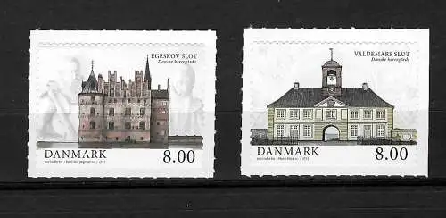 Dänemark: 2x Briefmarken aus Markenheftchen Dänische Gutshöfe, postfrisch