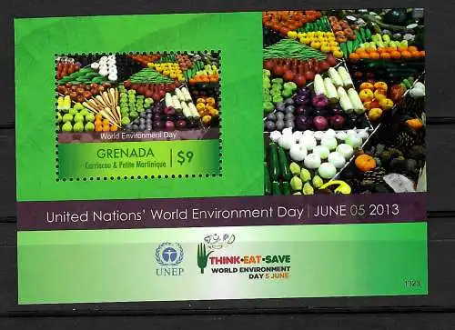 Grenada-Carriacou/Martinique: UN World Environment Day 2013, Block postfrisch