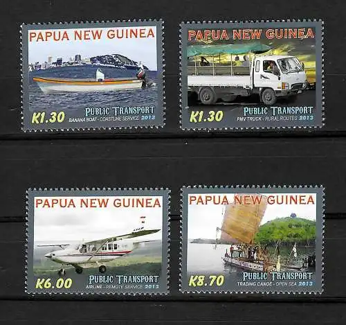 Papua Neuguinea: Public Transport, 2013, 4x Briefmarken, postfrisch