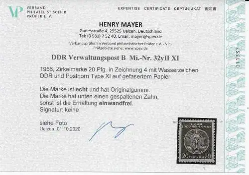 DDR: Verwaltungspost B, MiNr. 32yII XI, postfrisch