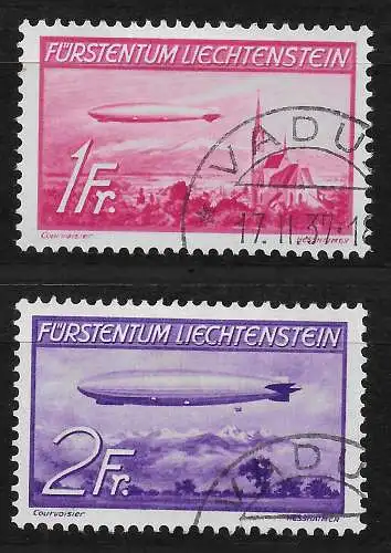 Liechtenstein: Mi Nr. 149-150, cacheté en 1937, Vaduz