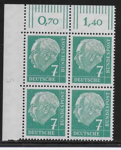 Bund: MiNr. 181 DKZ 5, postfrisch, Eckrand VE1