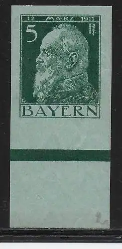 Bayern: MiNr. 77II U, **, Unterrand, BPP geprüft