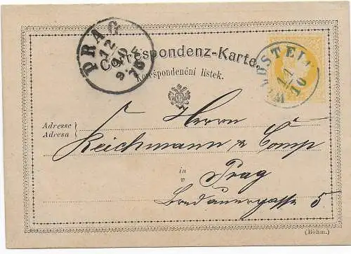 Österreich: 1875 Stempel Bildstein, Böhmen, blau