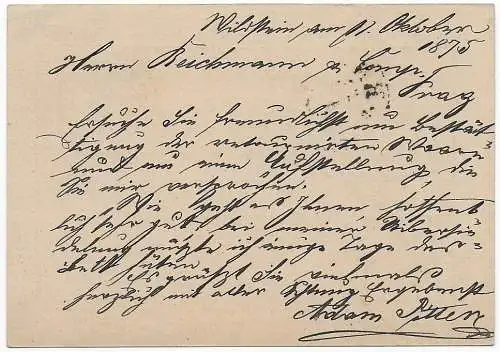 Österreich: 1875 Stempel Bildstein, Böhmen, blau