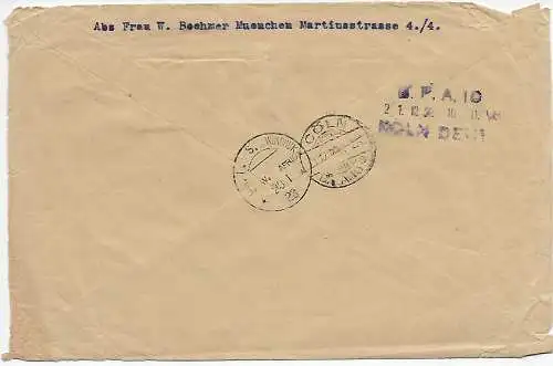 DR: Einschreiben München, MeF nach Windhoock, DSWA, 1923