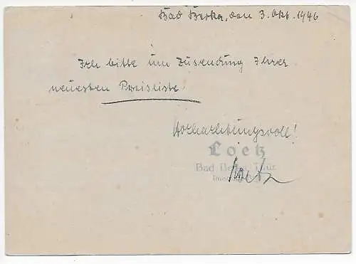 Postkarte Bad Berka 1945 nach Berlin