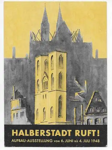 Halberstadt: Sonderstempel auf Sonderkarte Aufbau Ausstellung 1948