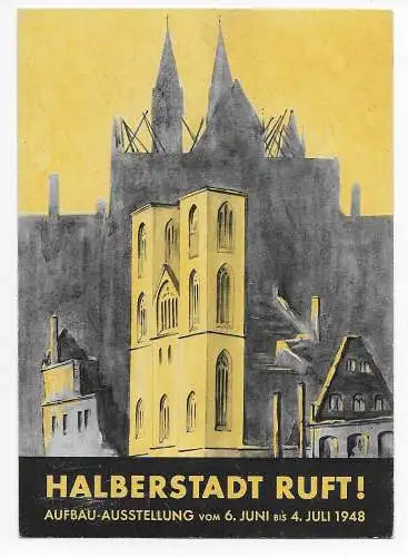 Halberstadt Rufft! Tampon spécial sur carte spéciale Construction Exposition 1948