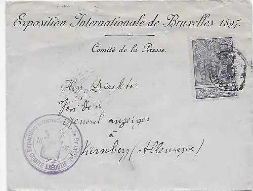 Belgien: Exposition Internationle de Bruxelles, 1897 nach Nürnberg