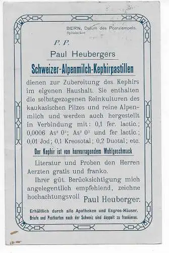 Schweiz: Bern 1910 nach Bannholz, Drucksache: Alpenmilch Pastillen 