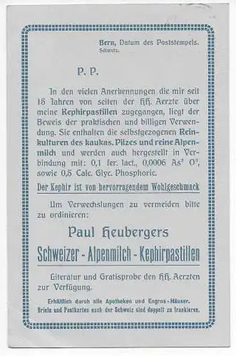 Schweiz: Bern 1912 nach Marktstedt, Heuberger Kephirpastillen, Drucksache, P6A