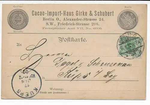 DR: Kakau-Import Berlin nach Kueps, 1900