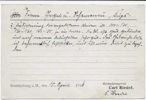 DR: Brandenburg nach Kueps, 1916, Korbstuhl, Rohrwaren