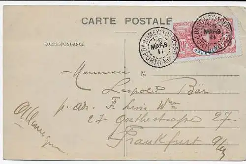 France: Post card Dahomey vers Francfort