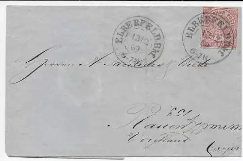 NDP: Lettre de Elberfeld gare 1869 à Plauen