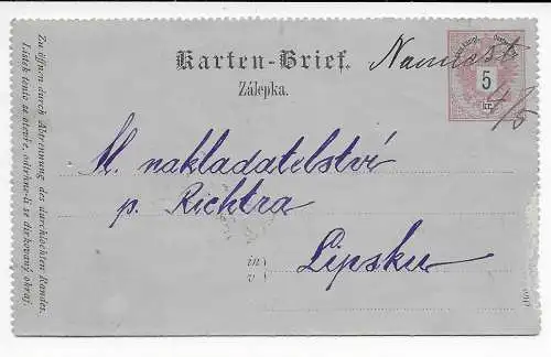 Österreich: Karten Brief Nemeit 1890 mit Textinhalt