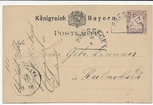 Bayern: Ganzsache Presseck nach Kulmbach, 1880