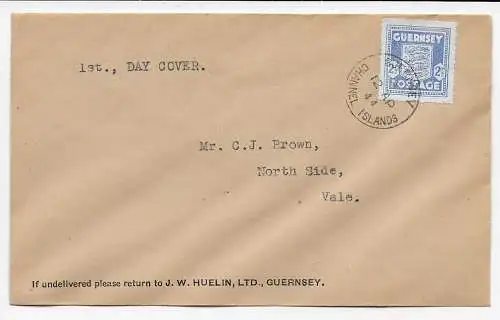 Guernesey Lettre 1944 FDC to Vale