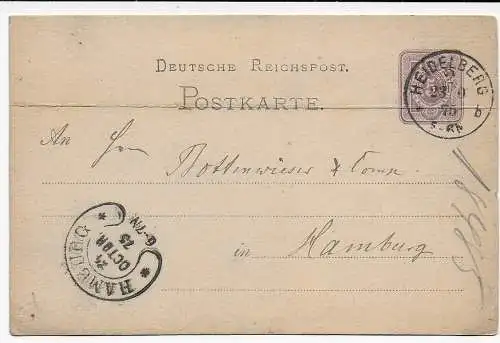 DR: Postkarte Heidelberg nach Hamburg - Hufeisenstempel