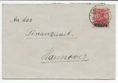 Gdansk: Lettre à l'Office des impôts de Hanovre 1921