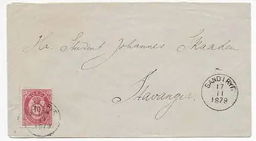 Norvège: Lettre Sandiryr à Stavanger en 1879