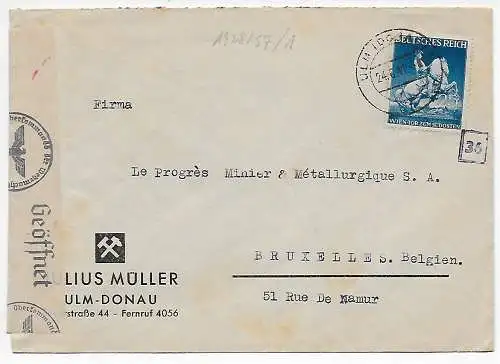 DR: Brief von Ulm 1941 nach Brüssel mit OKW Zensur