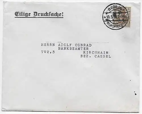 DR: Eilige Drucksache Berlin, Siegel Reichsversicherungsanstalt nach Kassel