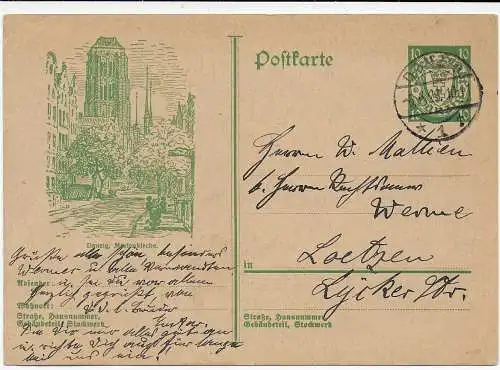 Danzig: Ganzsache nach Loetzen, 1929