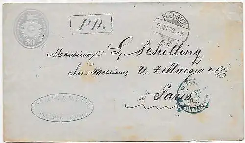 CH: Brief aus Fleuriert 1870 nach Paris