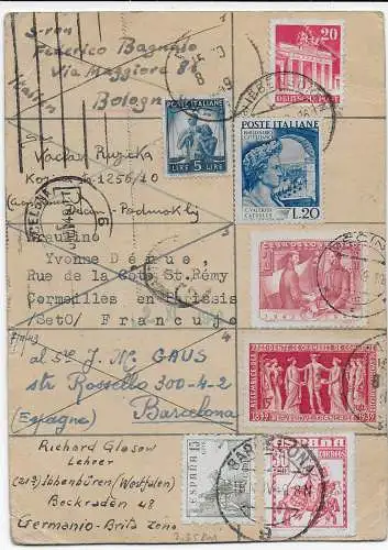 Bund: Rund Karte 1949: Italien, Frankreich, Spanien, Tschecheslowakei, 1949