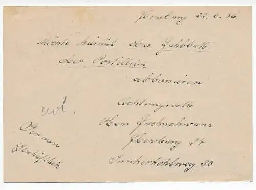 Postkarte überklebt von Flensburg nach Berlin, 1946