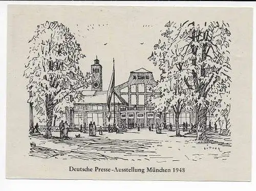 Sonderkarte Deutsche Presseausstellung München, 1948