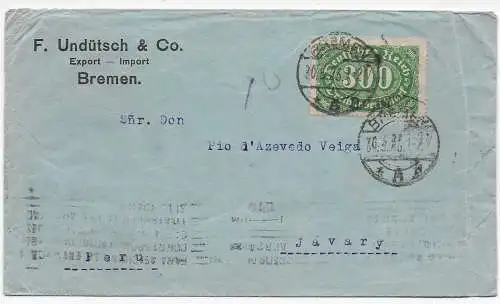 DR: Brief von Bremen nach Javary/Peru, 1923