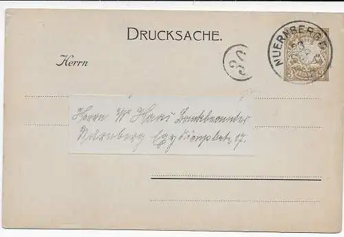 Bayern: Nürnberg 1908: Rückseite: Briefmarkensammlerverein Nürnberg