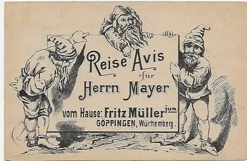 Bayern: Drucksache Göppingen 1895 nach Nürnberg, Reise Avis