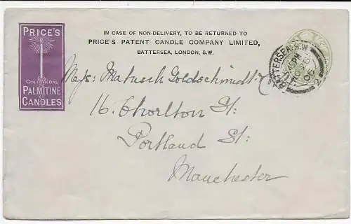 GB: Candle company Battersea London 1906 to Manchaster, Kerze