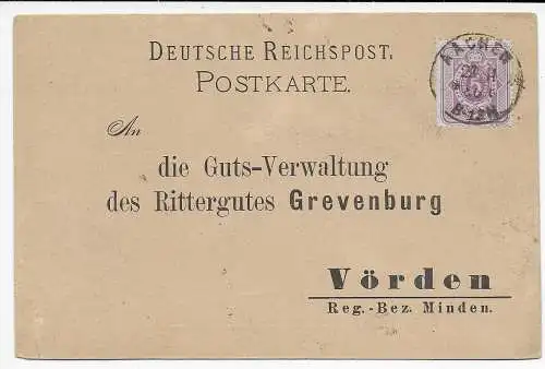 DR: Privat Postkarte Aachen 1886 an Rittergut Grevenburg/Vörden, Käse Bestellung