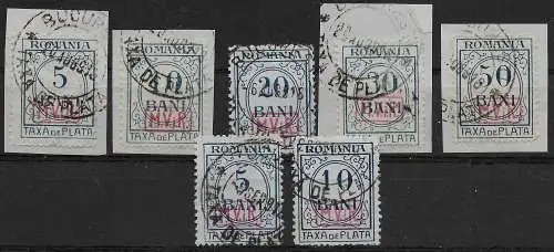 Rumänien: MiNr. P1-P7, teils BPP geprüft, gestempelt