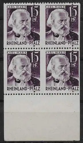 Franz. Zone: Rheinland-Pfalz, Verzähnung, 4er Block, postfrisch, **