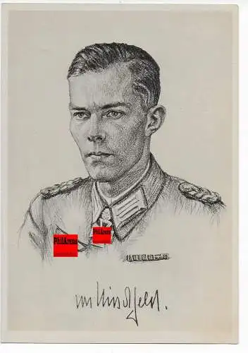 DR: Propaganda Karte: Major H. v. Hirschfeld, Träger Eichenlaub zum Ritterkreuz