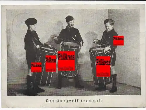 DR: frühe Propaganda Karte: Das Jungvolk trommelt, 1934 von Hanau nach Mainz