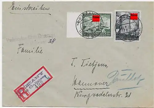 GG: Generalgouvernement Einschreiben Brzezany/Gal. Postagentur Pehorylce 1942