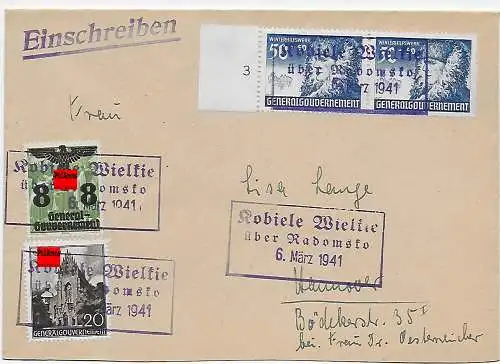 GG: Generalgouvernement Brief Postagentur Kobliele Wielkie/Radomsko 1941