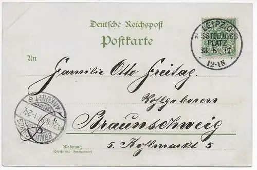 AK Leipzig: Gruss aus dem Auerbach Keller, 1897 nach Braunschweig