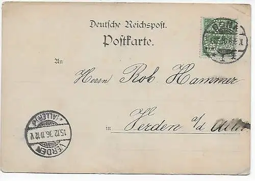 DR: Bonn, Firmenlochung -Perfin- Dampf Kaffeee Postkarte nach Herden 1906